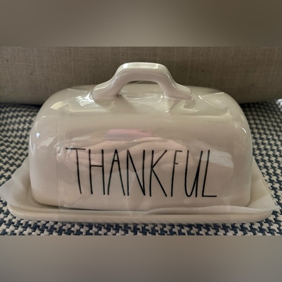 Rae Dunn Thankful Ceramic Butter Dish - Picture 1 of 3